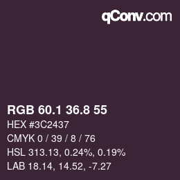 カラーコード: RGB 60.1 36.8 55 | qconv.com
