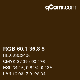 Color code: RGB 60.1 36.8 6 | qconv.com