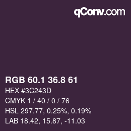 カラーコード: RGB 60.1 36.8 61 | qconv.com