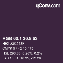 Color code: RGB 60.1 36.8 63 | qconv.com