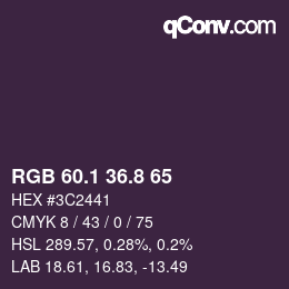カラーコード: RGB 60.1 36.8 65 | qconv.com