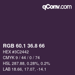 カラーコード: RGB 60.1 36.8 66 | qconv.com