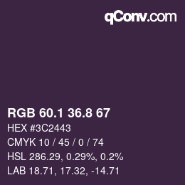Color code: RGB 60.1 36.8 67 | qconv.com