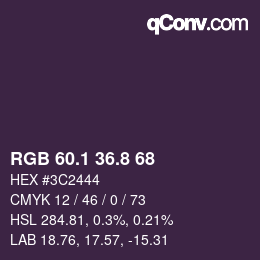Color code: RGB 60.1 36.8 68 | qconv.com
