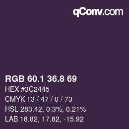 Color code: RGB 60.1 36.8 69 | qconv.com