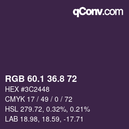 Color code: RGB 60.1 36.8 72 | qconv.com