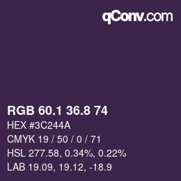 Color code: RGB 60.1 36.8 74 | qconv.com