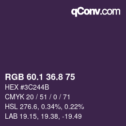 Color code: RGB 60.1 36.8 75 | qconv.com