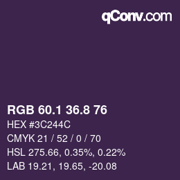 カラーコード: RGB 60.1 36.8 76 | qconv.com