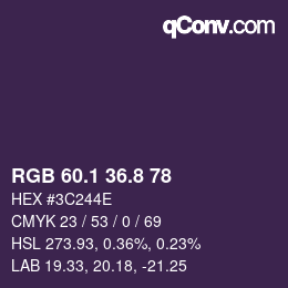 Color code: RGB 60.1 36.8 78 | qconv.com