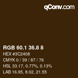カラーコード: RGB 60.1 36.8 8 | qconv.com
