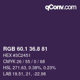 カラーコード: RGB 60.1 36.8 81 | qconv.com