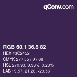 カラーコード: RGB 60.1 36.8 82 | qconv.com