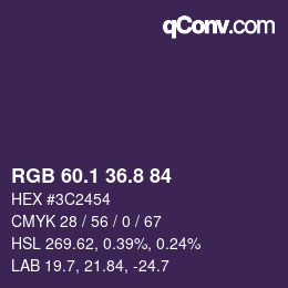 カラーコード: RGB 60.1 36.8 84 | qconv.com