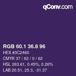 カラーコード: RGB 60.1 36.8 96 | qconv.com