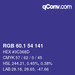 カラーコード: RGB 60.1 54 141 | qconv.com