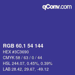 カラーコード: RGB 60.1 54 144 | qconv.com