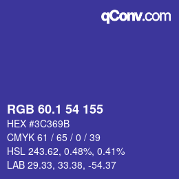 カラーコード: RGB 60.1 54 155 | qconv.com