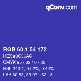 カラーコード: RGB 60.1 54 172 | qconv.com