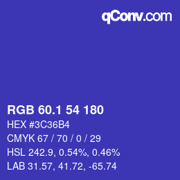 カラーコード: RGB 60.1 54 180 | qconv.com