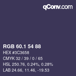 カラーコード: RGB 60.1 54 88 | qconv.com