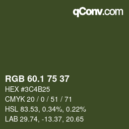 カラーコード: RGB 60.1 75 37 | qconv.com