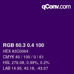 カラーコード: RGB 60.3 0.4 100 | qconv.com