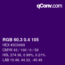 カラーコード: RGB 60.3 0.4 105 | qconv.com