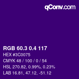 カラーコード: RGB 60.3 0.4 117 | qconv.com