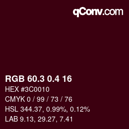 カラーコード: RGB 60.3 0.4 16 | qconv.com