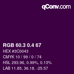 カラーコード: RGB 60.3 0.4 67 | qconv.com