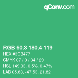 カラーコード: RGB 60.3 180.4 119 | qconv.com