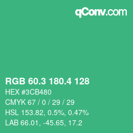 カラーコード: RGB 60.3 180.4 128 | qconv.com