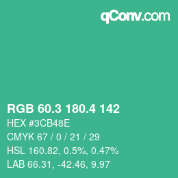 カラーコード: RGB 60.3 180.4 142 | qconv.com