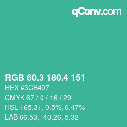 カラーコード: RGB 60.3 180.4 151 | qconv.com