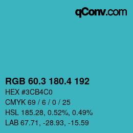 カラーコード: RGB 60.3 180.4 192 | qconv.com