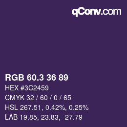 カラーコード: RGB 60.3 36 89 | qconv.com