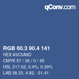 カラーコード: RGB 60.3 90.4 141 | qconv.com