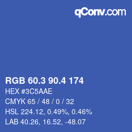 カラーコード: RGB 60.3 90.4 174 | qconv.com