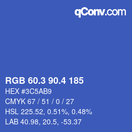 カラーコード: RGB 60.3 90.4 185 | qconv.com