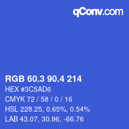 カラーコード: RGB 60.3 90.4 214 | qconv.com