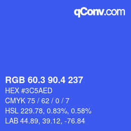 カラーコード: RGB 60.3 90.4 237 | qconv.com