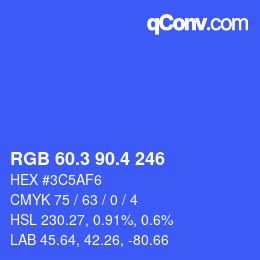 カラーコード: RGB 60.3 90.4 246 | qconv.com