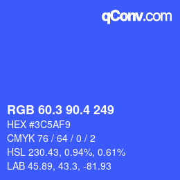 カラーコード: RGB 60.3 90.4 249 | qconv.com