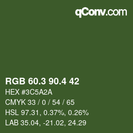カラーコード: RGB 60.3 90.4 42 | qconv.com