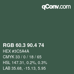 カラーコード: RGB 60.3 90.4 74 | qconv.com