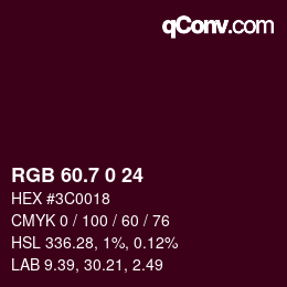 カラーコード: RGB 60.7 0 24 | qconv.com