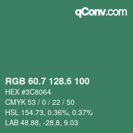 カラーコード: RGB 60.7 128.6 100 | qconv.com