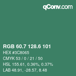 カラーコード: RGB 60.7 128.6 101 | qconv.com