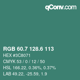 カラーコード: RGB 60.7 128.6 113 | qconv.com